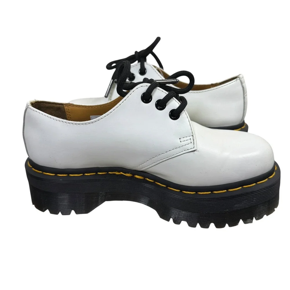 Dr. Martens 1461 Quad Platform Derby White Leather US Women's Size 6